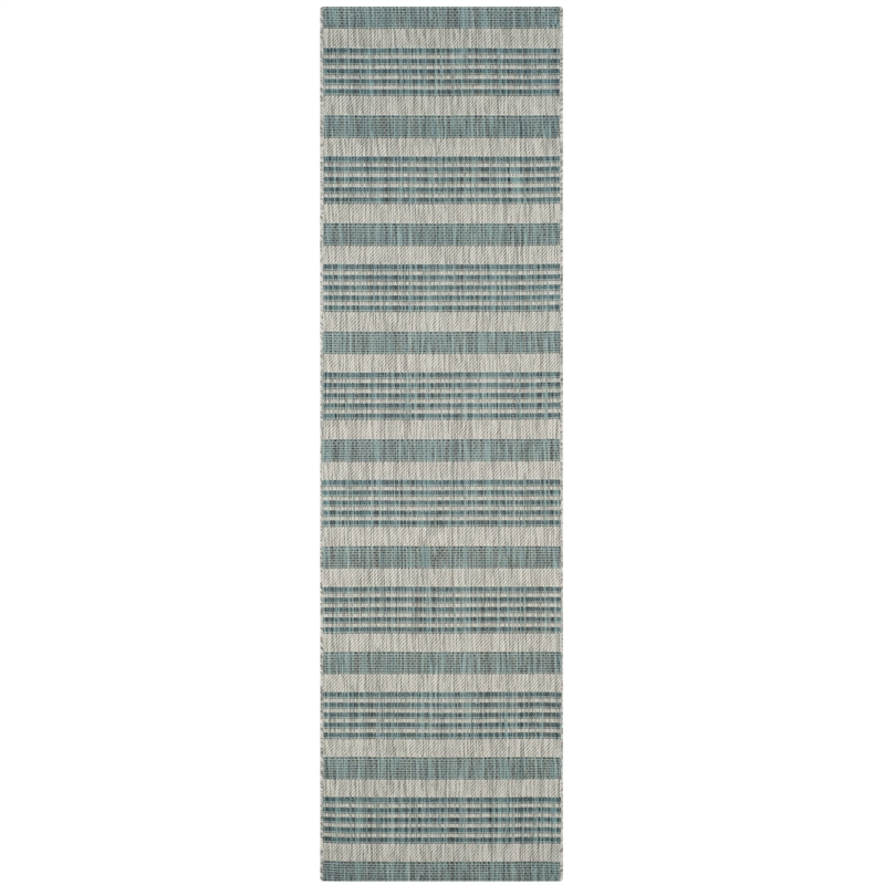 Pemberly Row Polypropylene Grey Indoor Outdoor Rug - Runner 2'3