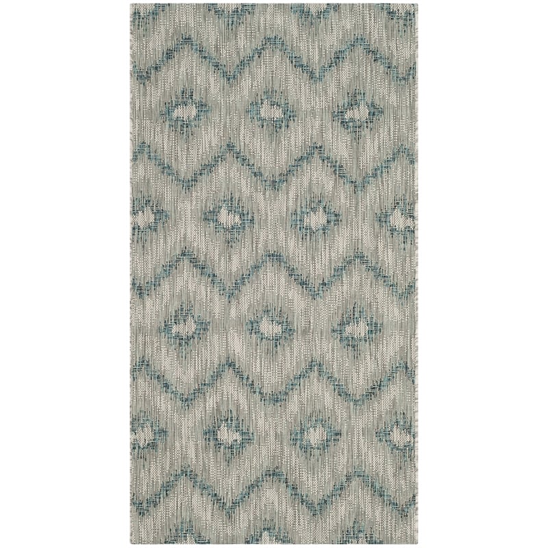 Pemberly Row Polypropylene Grey Indoor Outdoor Rug - 2' x 3'7