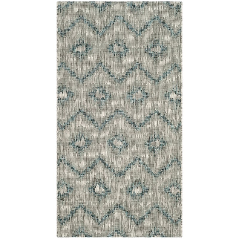 Pemberly Row Polypropylene Grey Indoor Outdoor Rug - 2'7
