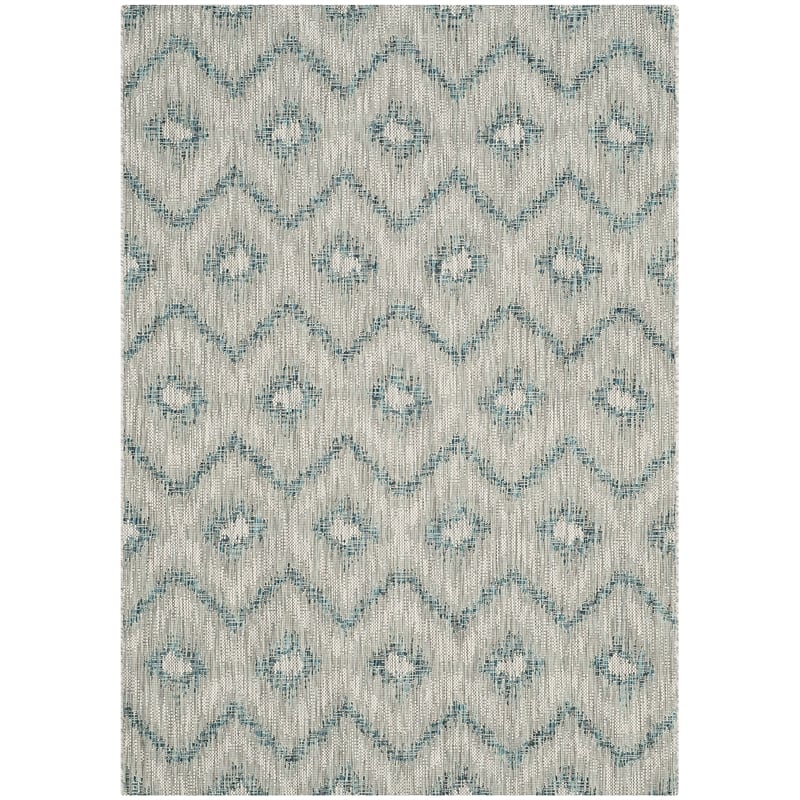 Pemberly Row Polypropylene Grey Indoor Outdoor Rug - 4' x 5'7