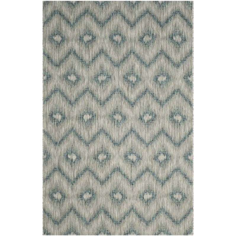 Pemberly Row Polypropylene Grey Indoor Outdoor Rug - 5'3