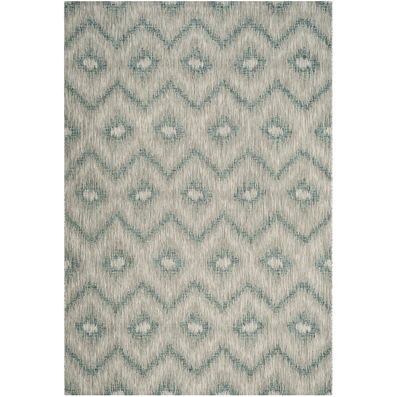 Pemberly Row Polypropylene Grey Indoor Outdoor Rug - 6'7