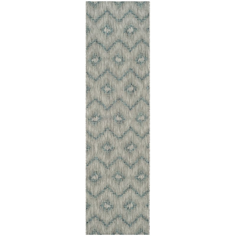 Pemberly Row Polypropylene Grey Indoor Outdoor Rug - Runner 2'3