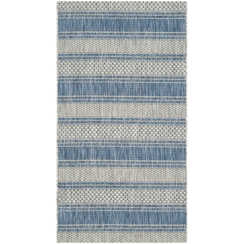 Pemberly Row Polypropylene Grey Indoor Outdoor Rug - 2'7