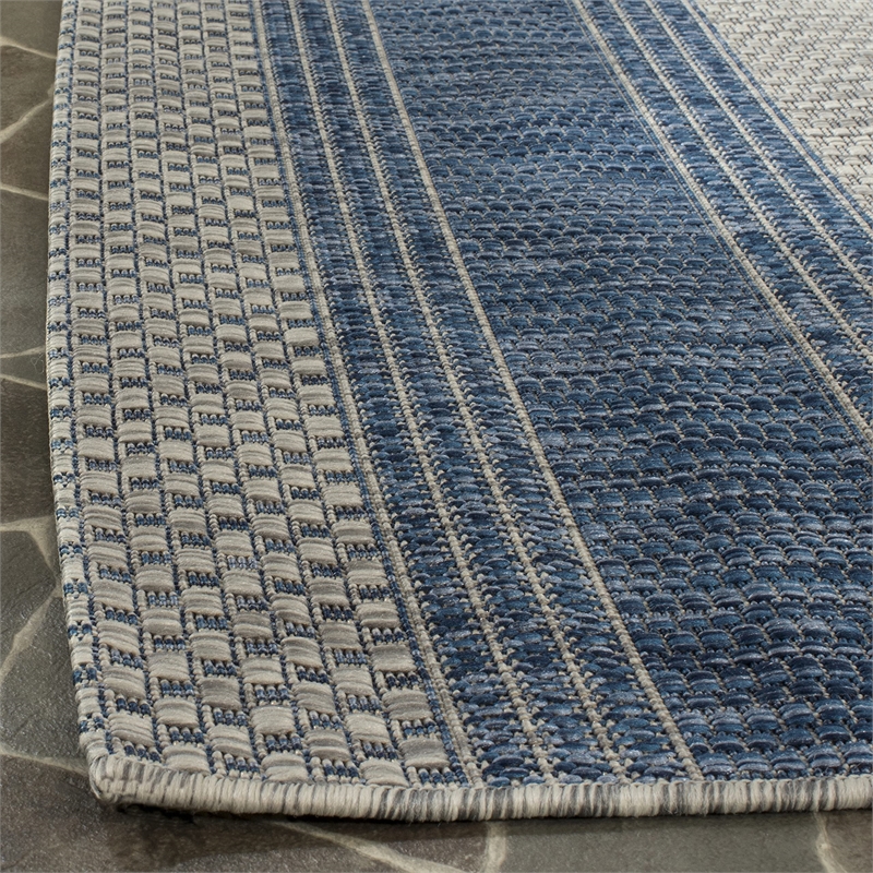 Pemberly Row Polypropylene Grey Indoor Outdoor Rug - 2'7