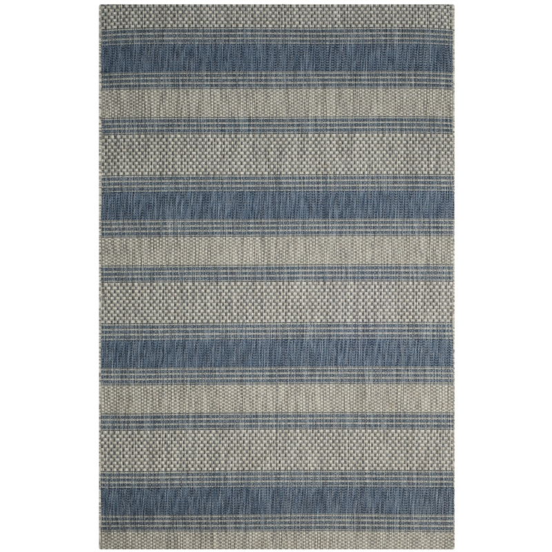 Pemberly Row Polypropylene Grey Indoor Outdoor Rug - 4' x 5'7