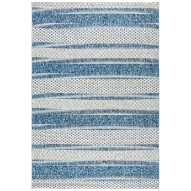 Pemberly Row Polypropylene Grey Indoor Outdoor Rug - 6'7