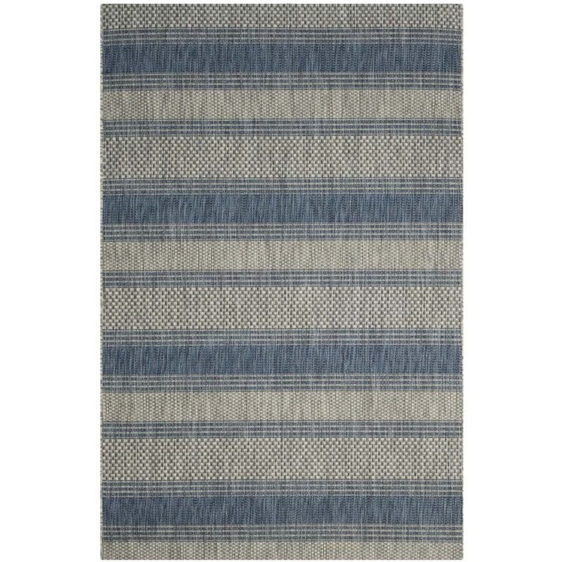 Pemberly Row Polypropylene Grey Indoor Outdoor Rug - 8' x 11'