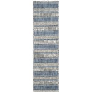 Pemberly Row Polypropylene Grey Indoor Outdoor Rug - Runner 2'3&quot x 12'
