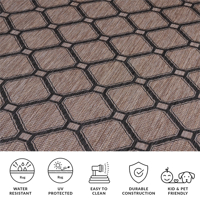 Pemberly Row Polypropylene Natural Indoor Outdoor Rug - 5'3
