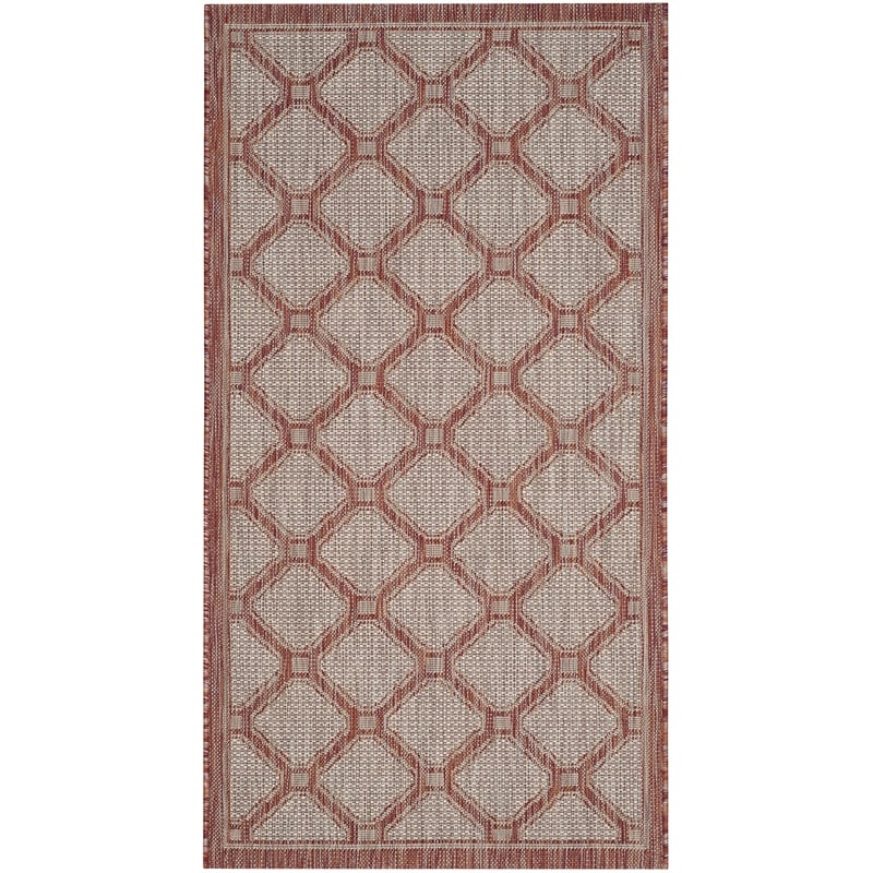 Pemberly Row Polypropylene Red Indoor Outdoor Rug - 2'7
