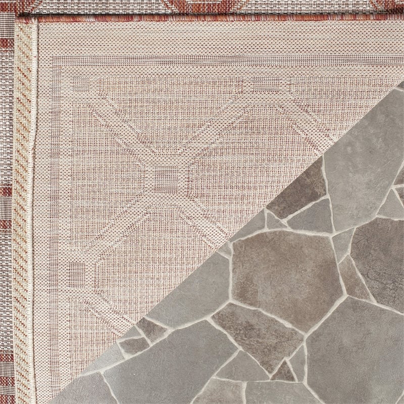 Pemberly Row Polypropylene Red Indoor Outdoor Rug - 2'7