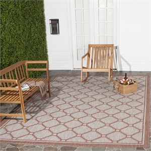 Pemberly Row Polypropylene Red Indoor Outdoor Rug - 6'7&quot x 9'6&quot