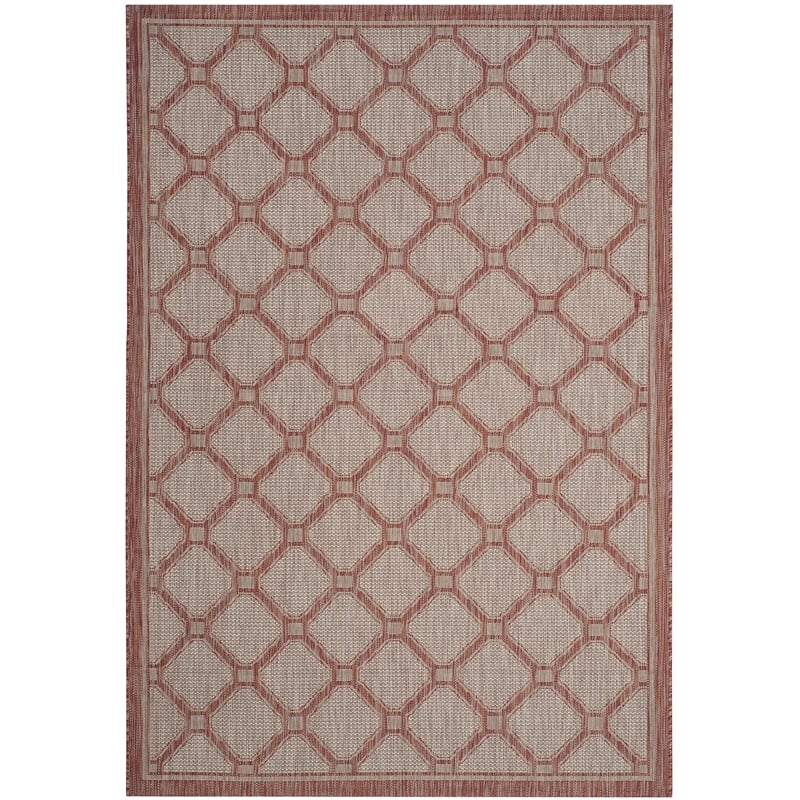 Pemberly Row Polypropylene Red Indoor Outdoor Rug - 6'7