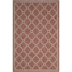 Pemberly Row Polypropylene Red Indoor Outdoor Rug - 9' x 12'