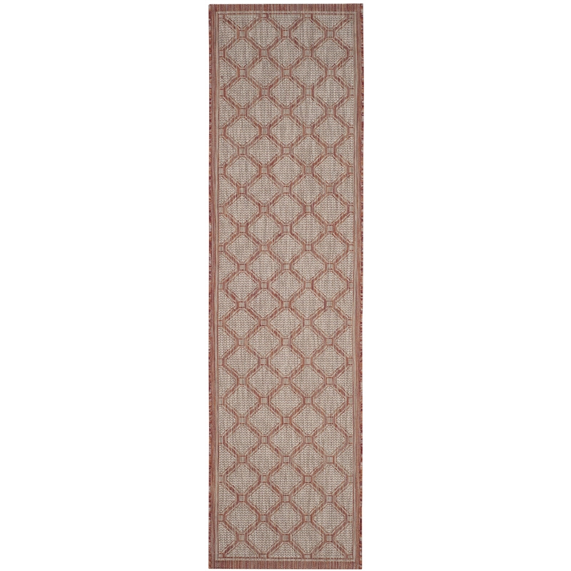Pemberly Row Polypropylene Red Indoor Outdoor Rug - Runner 2'3