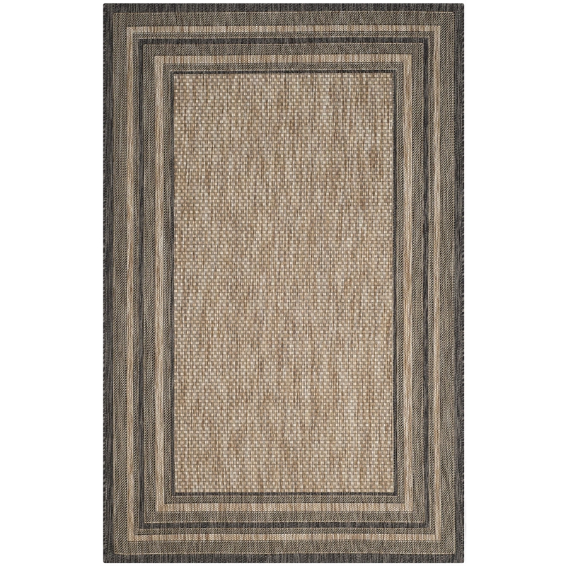 Pemberly Row Polypropylene Natural Indoor Outdoor Rug - 4' x 5'7