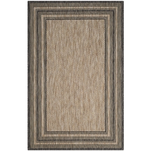Pemberly Row Polypropylene Natural Indoor Outdoor Rug - 4' x 5'7&quot