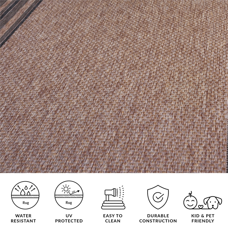 Pemberly Row Polypropylene Natural Indoor Outdoor Rug - 8' x 11'