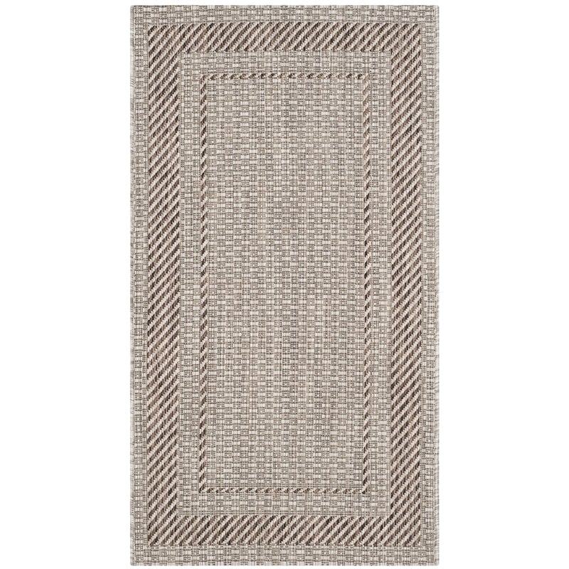 Pemberly Row Polypropylene Beige Indoor Outdoor Rug - 2' x 3'7