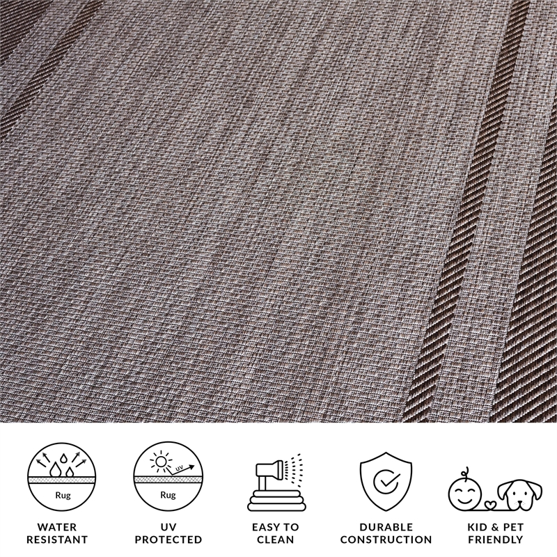 Pemberly Row Polypropylene Beige Indoor Outdoor Rug - 4' x 5'7