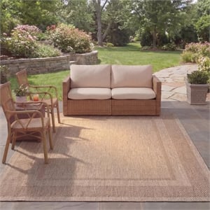 Pemberly Row Polypropylene Beige Indoor Outdoor Rug - 8' x 11'