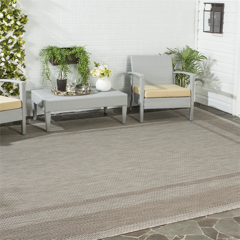 Pemberly Row Polypropylene Beige Indoor Outdoor Rug - 9' x 12'