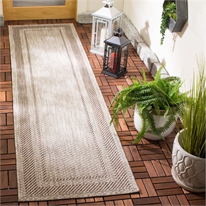 Pemberly Row Polypropylene Beige Indoor Outdoor Rug - Runner 2'3&quot x 8'