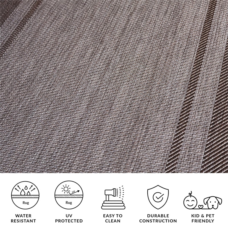 Pemberly Row Polypropylene Beige Indoor Outdoor Rug - Runner 2'3