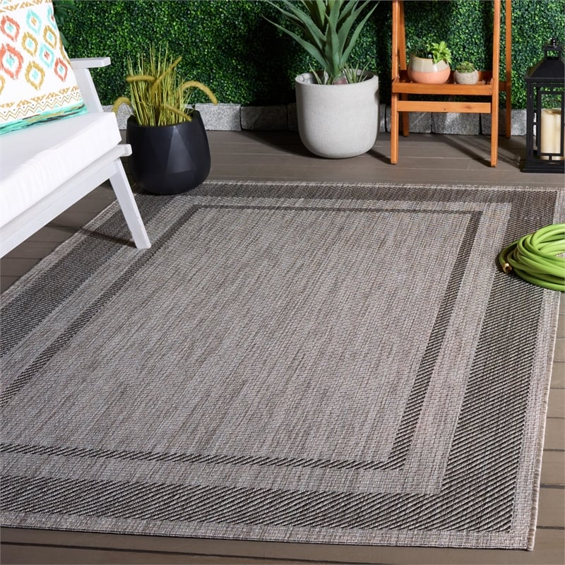 Pemberly Row Polypropylene Beige Indoor Outdoor Rug - 53 x 77