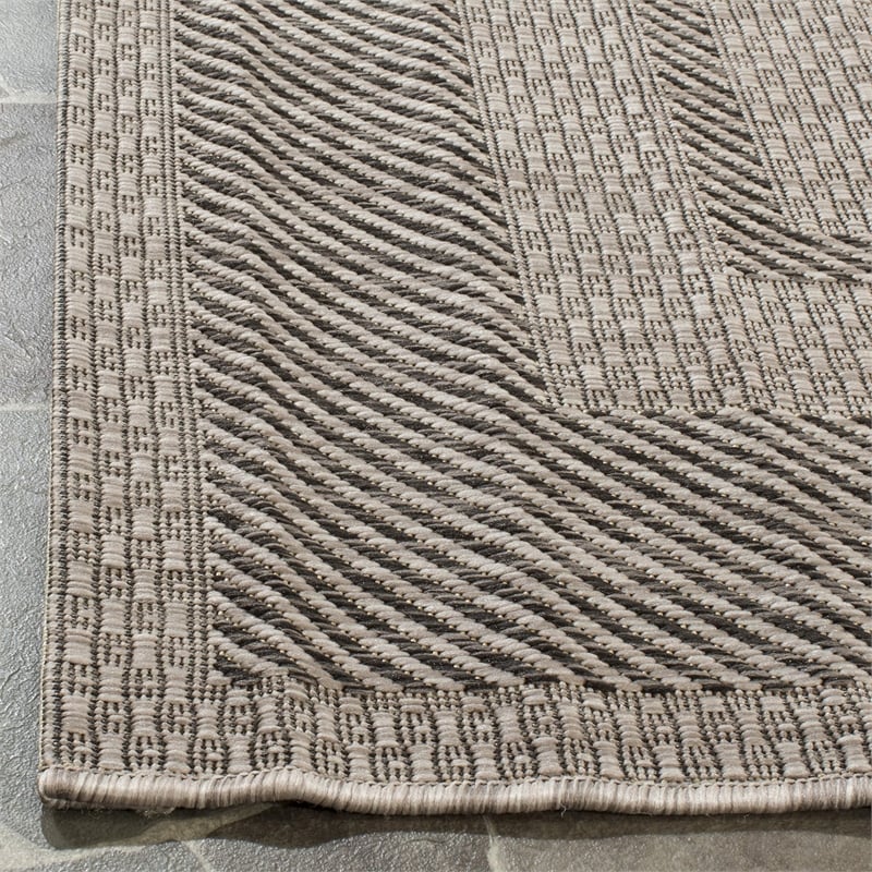 Pemberly Row Polypropylene Beige Indoor Outdoor Rug - 53 x 77