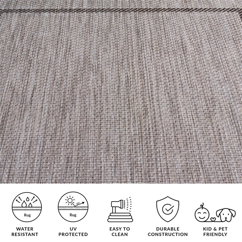 Pemberly Row Polypropylene Beige Indoor Outdoor Rug - 53 x 77