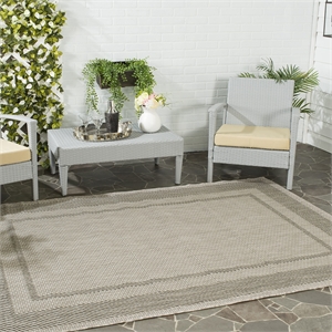 Pemberly Row Polypropylene Beige Indoor Outdoor Rug - 67 x 96