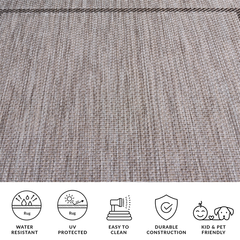 Pemberly Row Polypropylene Beige Indoor Outdoor Rug - 8 x 11