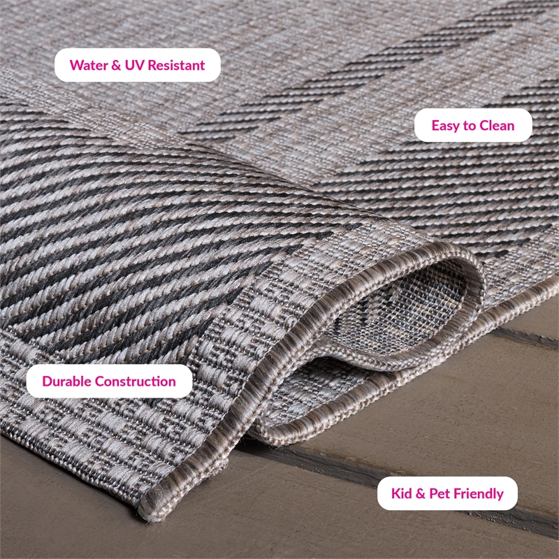 Pemberly Row Polypropylene Beige Indoor Outdoor Rug - 8 x 11