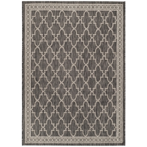 Pemberly Row Polypropylene Black Indoor Outdoor Rug - 4' x 5'7&quot