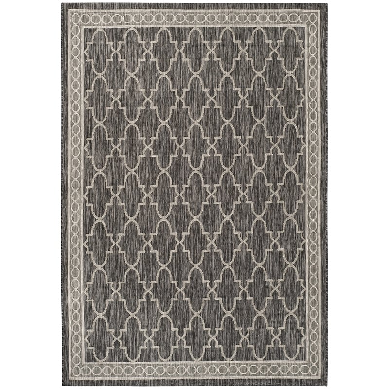 Pemberly Row Polypropylene Black Indoor Outdoor Rug - 5'3