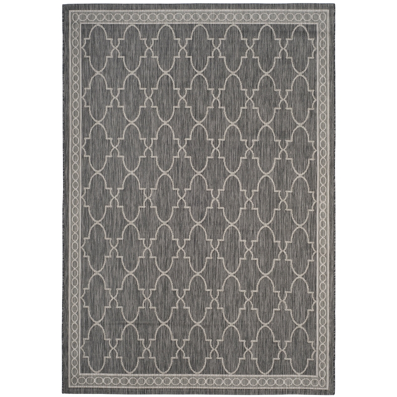 Pemberly Row Polypropylene Black Indoor Outdoor Rug - 6'7
