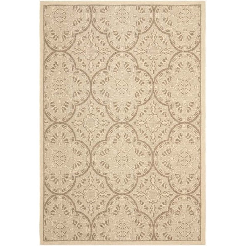 Pemberly Row Polypropylene Cream Indoor Outdoor Rug - 6'7