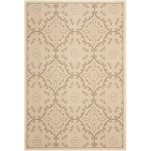 Pemberly Row Polypropylene Cream Indoor Outdoor Rug - 6'7&quot x 9'6&quot