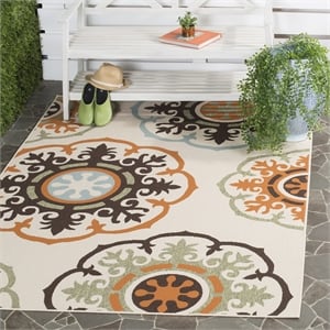Pemberly Row Polypropylene Cream Indoor Outdoor Rug - 4' x 5'7&quot