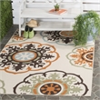 Pemberly Row Polypropylene Cream Indoor Outdoor Rug - 4' x 5'7