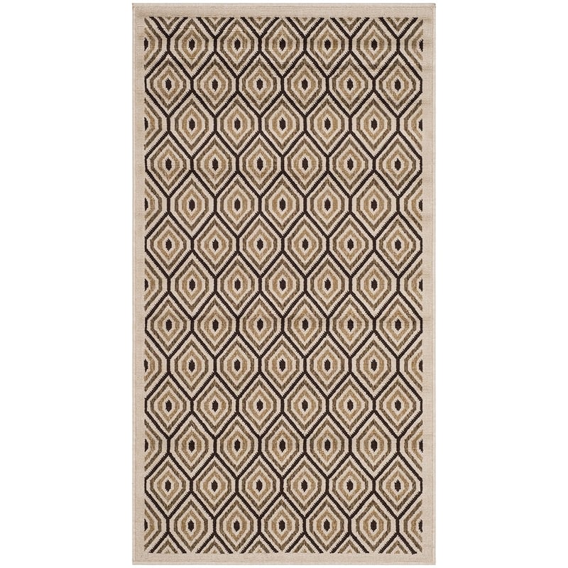Pemberly Row Polypropylene Cream Indoor Outdoor Rug - 2'7