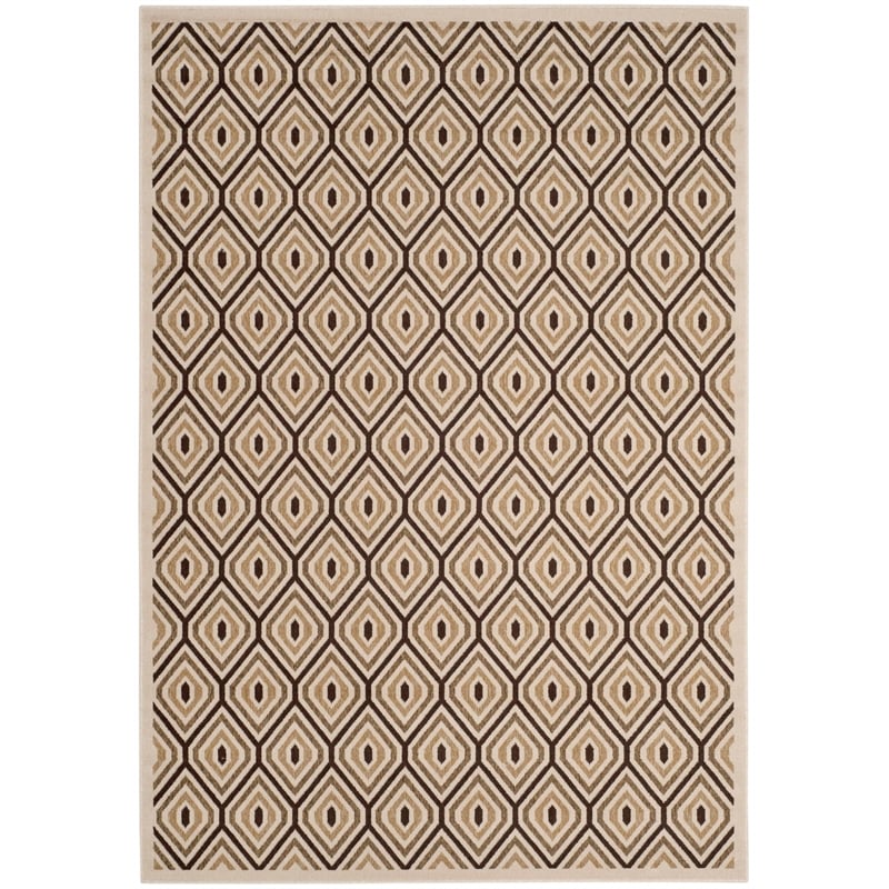 Pemberly Row Polypropylene Cream Indoor Outdoor Rug - 5'3