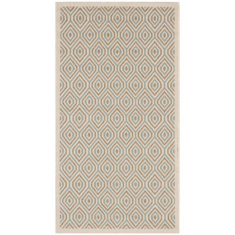 Pemberly Row Polypropylene Cream Indoor Outdoor Rug - 2'7