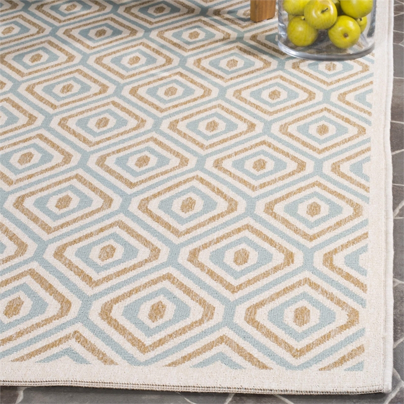 Pemberly Row Polypropylene Cream Indoor Outdoor Rug - 8' x 11'2