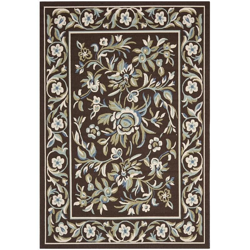 Pemberly Row Polypropylene Chocolate Indoor Outdoor Rug - 4' x 5'7