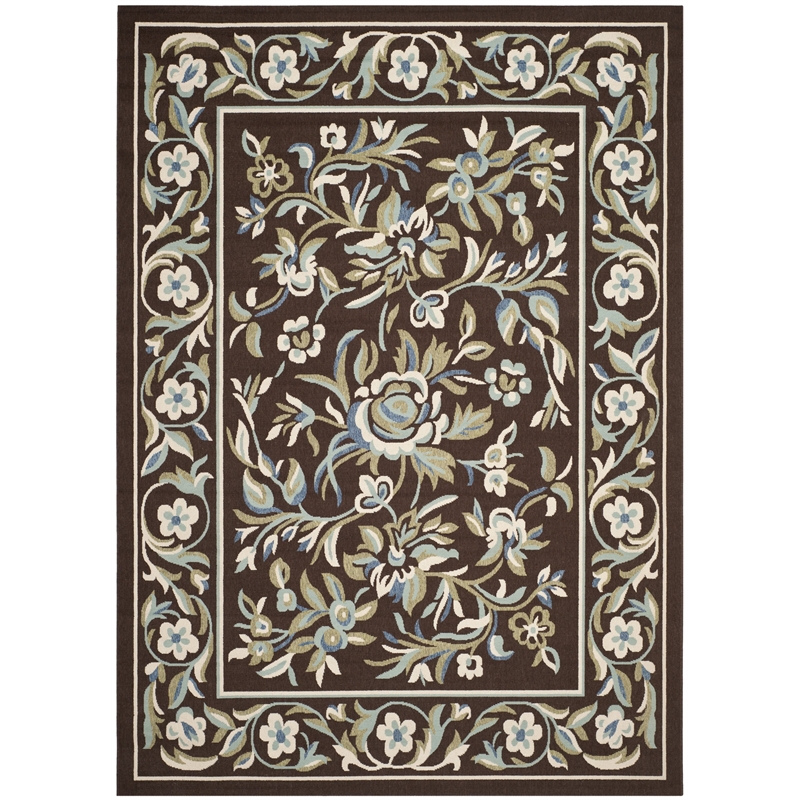 Pemberly Row Polypropylene Chocolate Indoor Outdoor Rug - 6'7