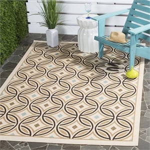 Pemberly Row Polypropylene Cream Indoor Outdoor Rug - 4' x 5'7&quot