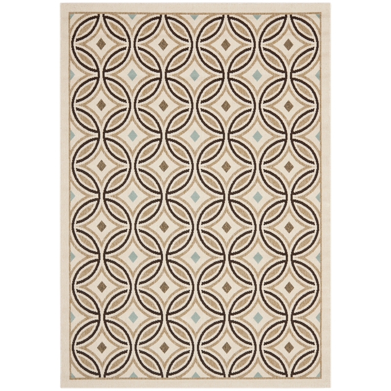 Pemberly Row Polypropylene Cream Indoor Outdoor Rug - 4' x 5'7